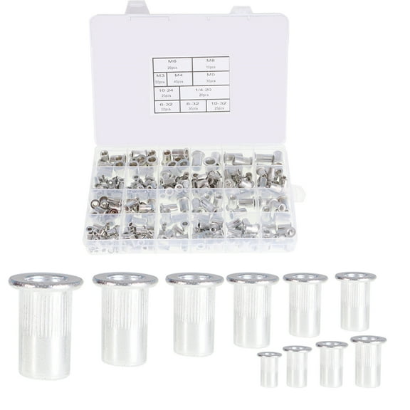 ALL-CARB 300 Pcs Aluminum Rivet Nut Rivnut Nutsert Kit 150pcs Metric   150pcs SAE