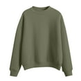 thumbnail image 3 of Dowegor Women's Solid Color Round Neck Oversized Sweatshirt Loose Fit Long Sleeve Light Sweatshirt Loose Blouse Women Sweatshirt Long Sleeve Pullover for Women Womens Hoodies Pullover Green 2Xl, 3 of 7