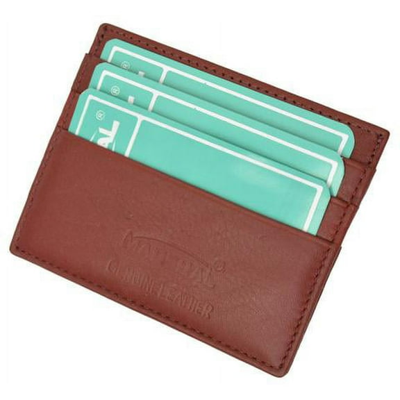 Premium Burgundy Soft Genuine Leather Simple Credit Card Holder