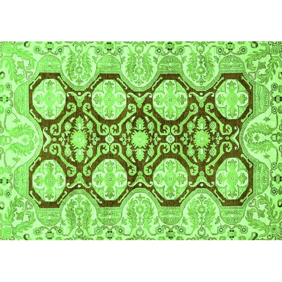 Ahgly Company Indoor Rectangle Oriental Green Traditional Area Rugs, 7' x 9'