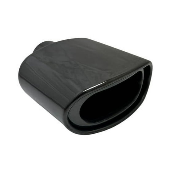 Exhaust Tip 2.25" Inlet 5.50 X 3.00" High 7.00" Double Wall Rolled Oval Resonated Black Chrome 304 Stainless Steel WR55007-225-BC-SS Wesdon Exhaust Tip