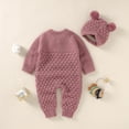 thumbnail image 2 of Baby Rompers Caps Clothes Sets Newborn Girl Boy Knitted Jumpsuits Outfits Autumn Winter Long Sleeve Toddler Infant Overalls 2pcs, 2 of 6
