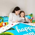 thumbnail image 4 of Castle Fairy Flat Cartoon Summer Beach Art Twin Comforter Sets 2pcs,Palm Pineapple Holiday Layout Bedding Set,Yellow Blue,Reversible,1 Comforter and 1 Pillowcase, 4 of 6