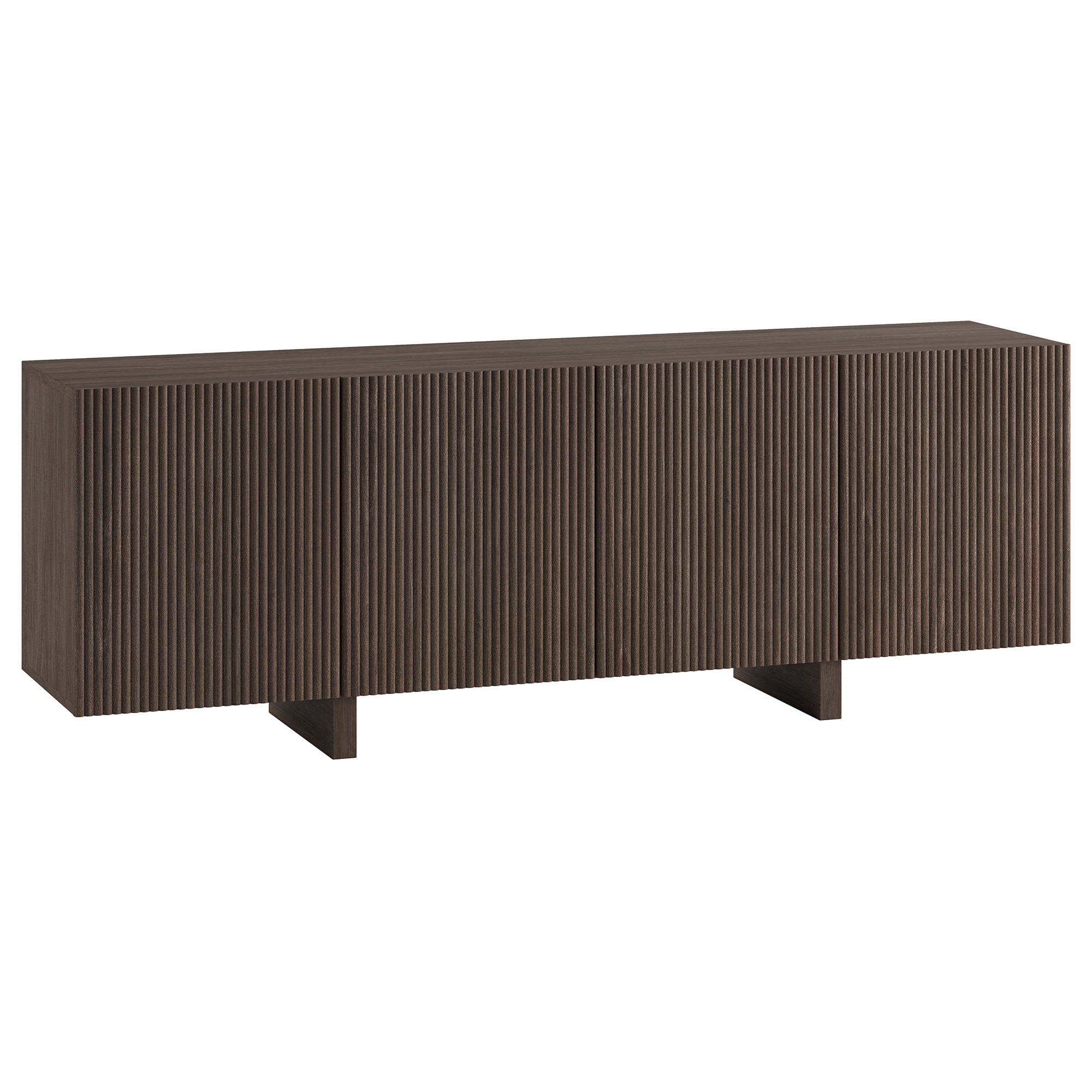 Evelyn&Zoe Harold Rectangular Fluted TV Stand for TV's up to 75" in Brown Oak