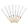 thumbnail image 2 of 8pcs/set Colorful BBQ Fork Extendable Wooden Handle Forks Telescoping Skewers Roasting Fork Sticks Barbeque Accessories, 2 of 7