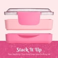 thumbnail image 6 of Paris Hilton 5-Piece Stackable Bento Lunch Box, Pink - Includes Two 15oz Food Trays, Lid, Fork, and Spoon - Perfect for Meal Prep and On-the-Go Lunches, 6 of 7
