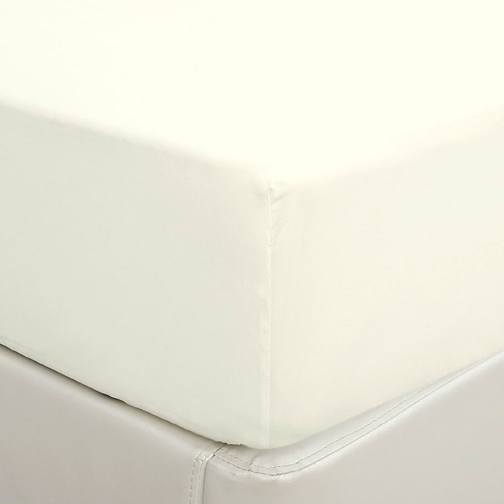 Unique Bargains Brushed Microfiber Fitted Sheet Bed Cover Beige Queen