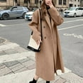 thumbnail image 2 of Stichou Women's Fall Long Wool Pea Coat,Double Sided Blended Classy Breasted Trench Coats Jacket,Length Winter Dress Overcoat Brown L, 2 of 7