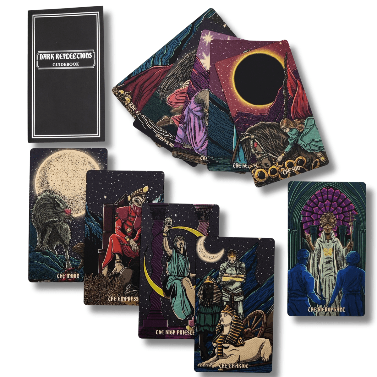 La Muci Dark Reflections Tarot Shadow Work Cards Deck, Unique Art Work with Guide Book for Beginners - A Minimalist Tarot Large Deck, Major and Minor Arcana Full Tarot Deck with 78 Cards