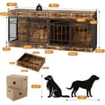 thumbnail image 2 of IdealHouse Double Dog Crate Furniture for 2 Dogs, Indoor Pet Kennel TV Stand with 4 Storage Drawers & Feeding Bowls, for Small/Medium Dogs, Brown, 2 of 9