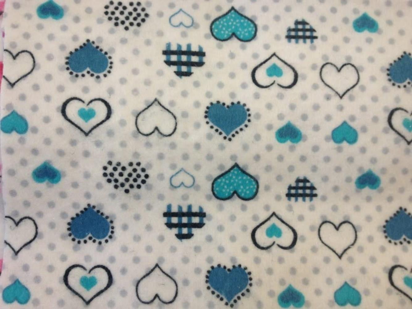 By the yard Flannel Fabric Hearts and Dots on White 100% Cotton Flannel