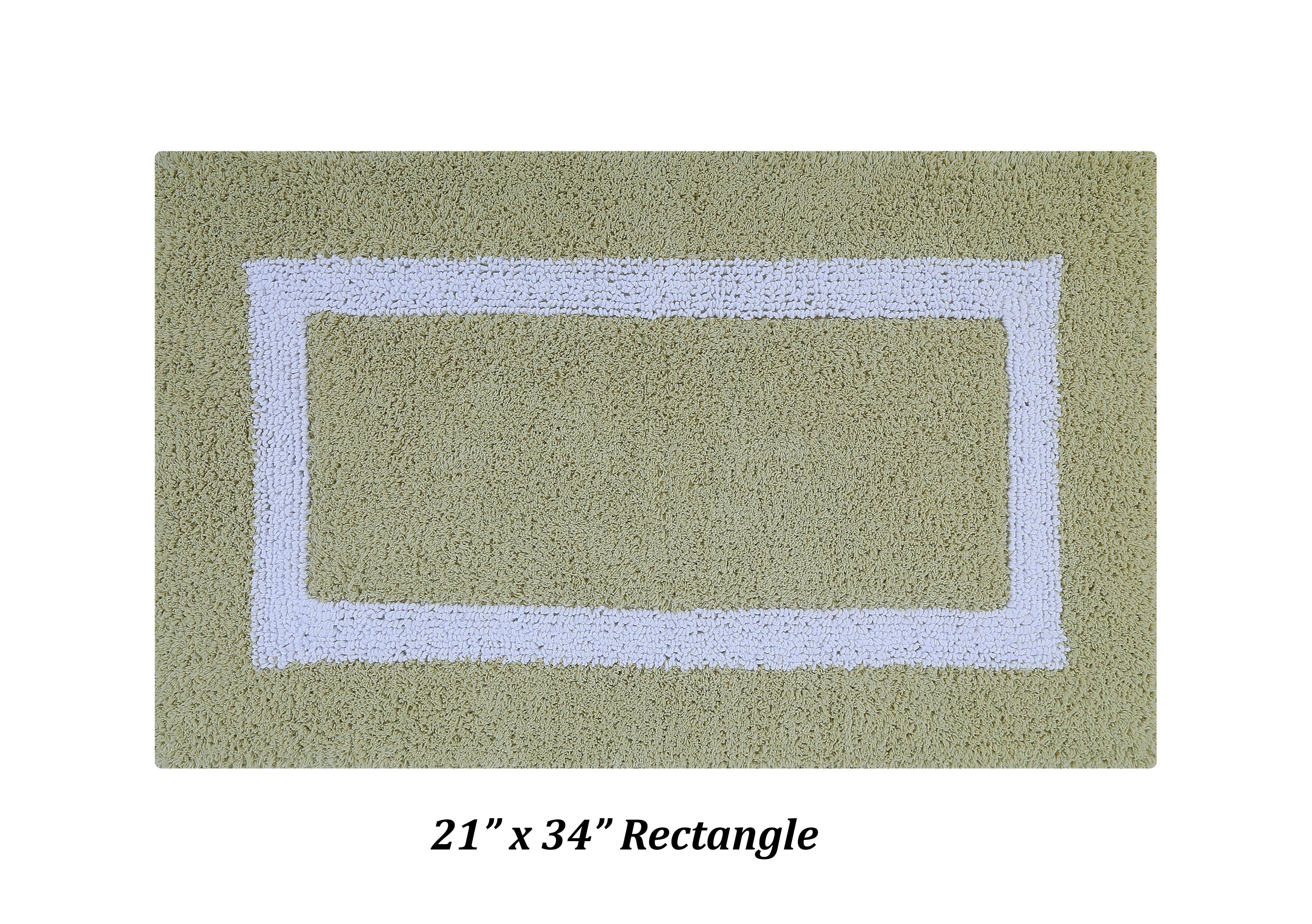Better Trends 5 Piece Bathroom Rugs Set 100% Cotton Soft Bath Mat Water Absorbent, Reversible, Machine Washable for Home, Bathroom Decor Toilet Base Contour Mat, Hotel Multi Collection - Sage/White