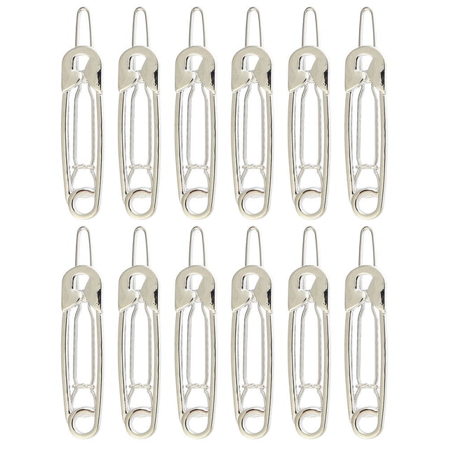 Shisuyan Safety Pin Shape Hairpin Silver 12Pcs 2.2x0.4In