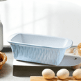 thumbnail image 3 of 9 x 6 Inch Blue Ceramic Bread Loaf Pan, Rectangular Loaf Pan for Bread, 3 of 4