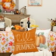 thumbnail image 5 of Fall Decorative Throw Pillow Covers 18 x 18 Inch Set of 4, Hello Pumpkin Fall Decor Outdoor Farmhouse Pillow Cases for Home Couch (Orange Color) G334-18, 5 of 6