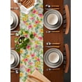 thumbnail image 5 of Table Runner Dresser Scarf 13 x 48 Inch Classic Watercolor Pink Yellow Flowers Linen Texture Table Runners Non-Slip Heat Kitchen Dining Table Decor for Indoor Outdoor Home Party Decoration, 5 of 7