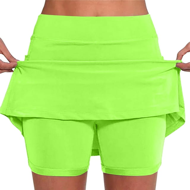 Timegard Short 2 en 1 Grande Taille pour Femmes Taille Mi-Haute Léger Été Entraînement Course Sports Jupe-Short
