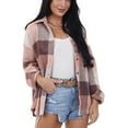 thumbnail image 1 of Pntutb Mujer Casual Suelto A Cuadros Impreso Manga Larga Vintage Solapa Lana Abrigo Flash Selecciones Pntutb Pntutb-6115, 1 of 9