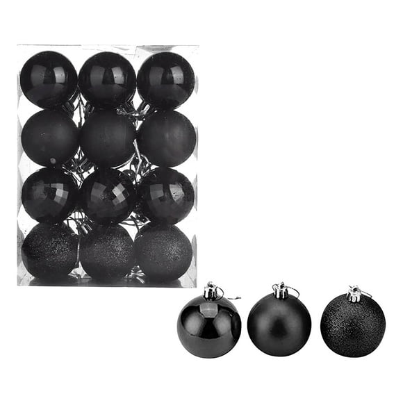 TIMIFIS Black Christmas Balls 24pcs 1.5-Inch Christmas Tree Decoration Ornaments for Xmas Tree Halloween Wreath Garland Decor Ornaments