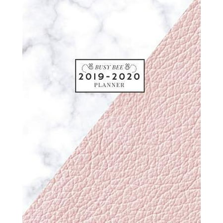 2019-2020 : Weekly and Monthly Academic Calendar/Agenda July 2019 - June 2020 Faux Pink Leather and White