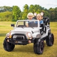 thumbnail image 2 of White 2-Seater 12V Battery Kids Ride On Car Truck Electric Toys 3 Speeds Gifts w/Music,LED,Cover,Remote Control, 2 of 18