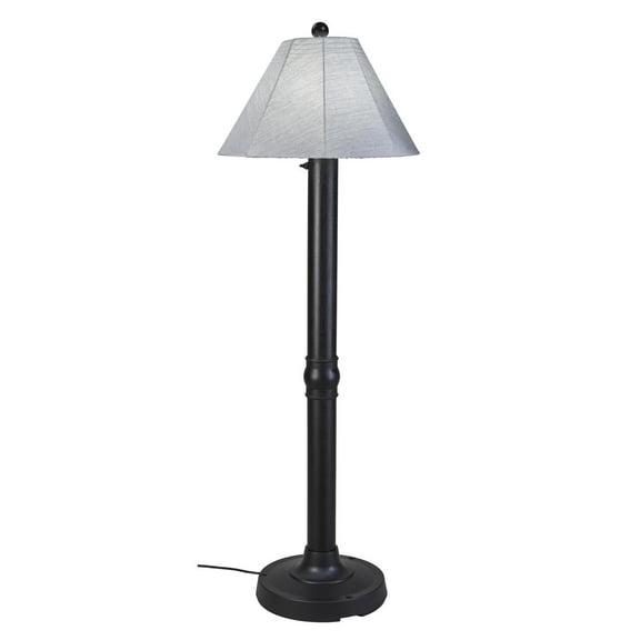 Patio Living Seaside Floor Lamp 67620 with 3" black body and canvas granite Sunbrella shade fabric-Color:Granite/Black