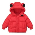 thumbnail image 2 of Ccpelsie Boys' Puffer Jacket - Full Zip Up Hooded Winter Jacket Toddler Winter Jackets for Little/Big Boys(Red,12-18 Months), 2 of 4