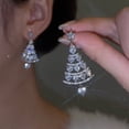 thumbnail image 1 of Pendientes de lujo ligeros y coloridos con forma de árbol de Navidad llenos de diamantes y circonitas, diseño de nicho femenino, exquisitos pendientes de niña, 1 of 6