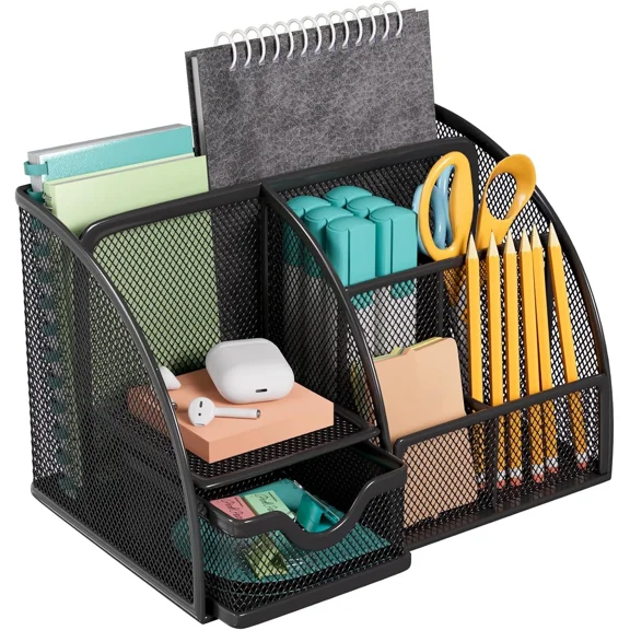 Maxgear Office Desk Organizer, Pen Holder & Organizer For 6 Compartments, 1 Draw