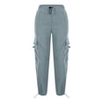 thumbnail image 5 of GiLiling Women Cargo Pants High Waist Baggy Casual Solid Parachute Trousers Loose Fit Y2K Streetwear with Multi Pockets (Blue, 6-7 Years), 5 of 7