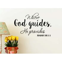 Where God Guides he Provides 22 x 14 Vinyl Wall Quote Religious Decal Sticker Corinthians Calligraphy Art Decor Motivational Inspirational Decorative Lettering