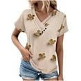thumbnail image 1 of Blouses pour Femmes Col en V Décontracté Manches Courtes Printemps et Été, 1 of 1