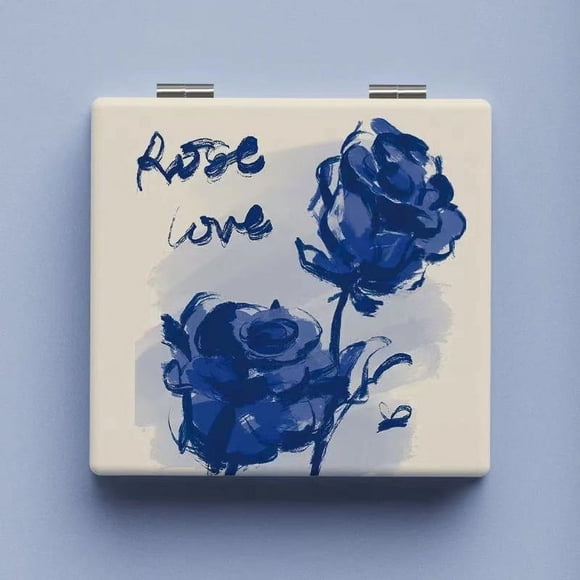 Espejo romántico en forma de tulipán con espejo de maquillaje plegable de mano de doble cara para estudiantes