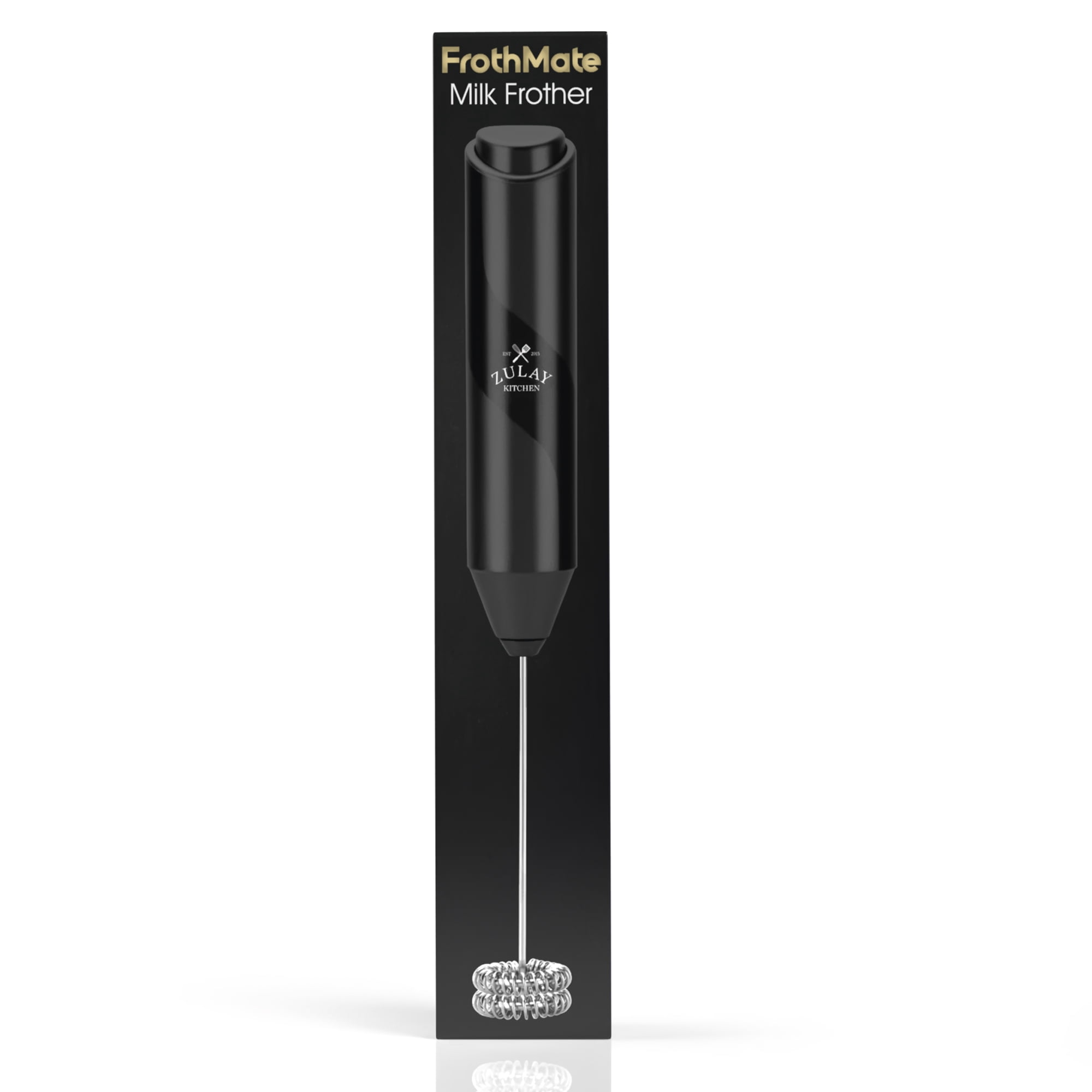 Zulay Kitchen Black Double Whisk High-Speed Electric Milk Frother Handheld