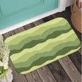 thumbnail image 5 of Layered Green Wavy Plush Flannel Bath Rug 16x24 Inches, Quick Dry Absorbent Non Slip Mat for Bathroom Sink Tub, 5 of 8