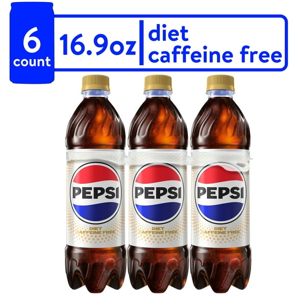 Diet Pepsi Caffeine-Free Soda, 16.9 fl oz, 6 Pack Bottles