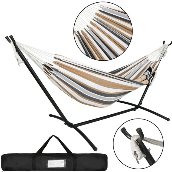 Hammock with Stand Hanging Rope Chair Lounger Porch Swing Seat Rest Outdoor