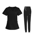 thumbnail image 3 of Baohd Female Scrub Set Nurse v neckline Machine Washable Short Sleeves Suit L Black, 3 of 8