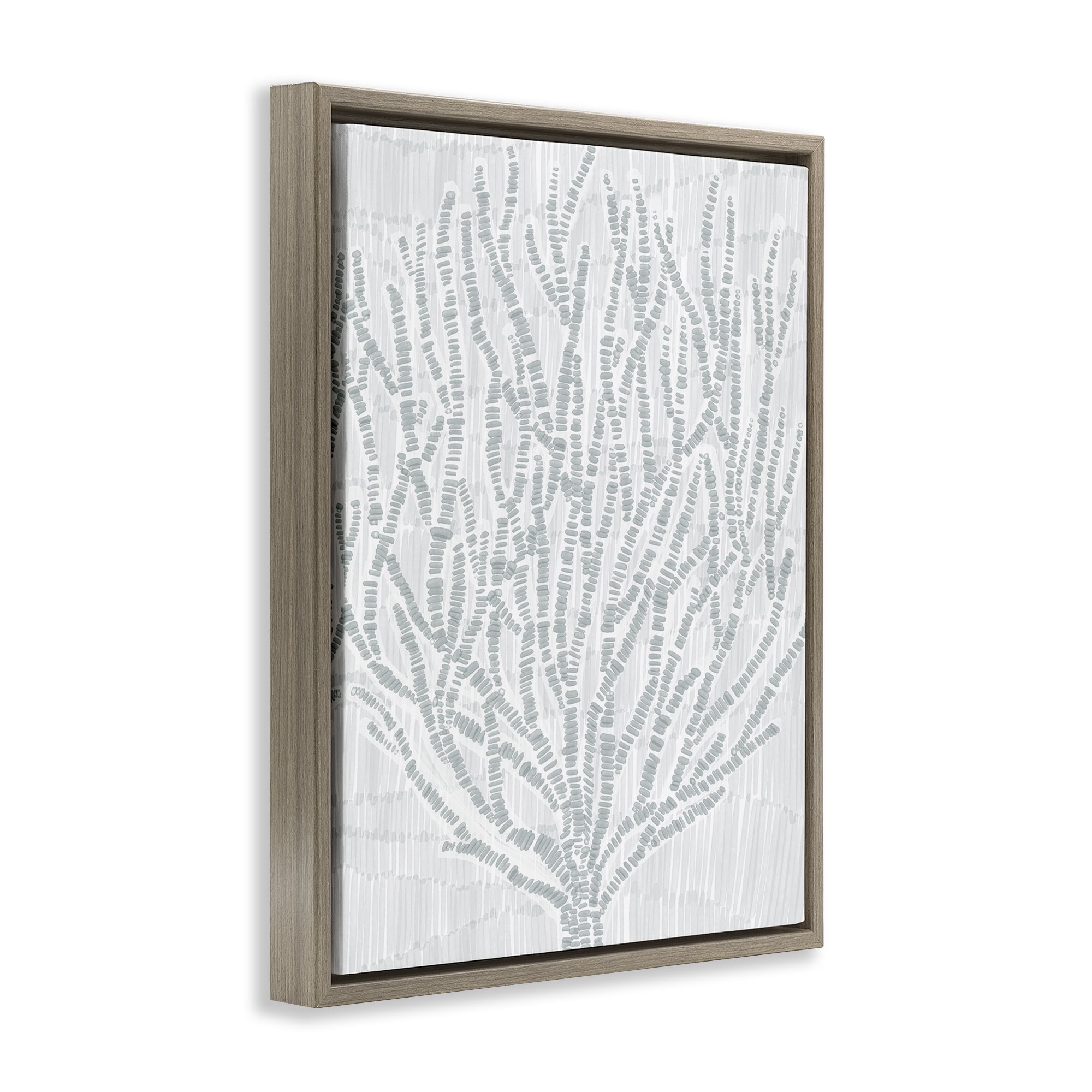 Stupell Industries Sketched Coral Sprigs Nautical & Beach Painting Brown Floater Framed Canvas Art Print Wall Art, 17 x 21