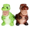 thumbnail image 2 of Ceramic Green And Brown T Rex Jurassic Dinosaurs Salt And Pepper Shakers Set, 2 of 7