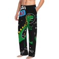 thumbnail image 2 of Bingfone Space Dino Cartoon Black Mens All Over Print Sleep Pajama Pants-Medium, 2 of 9