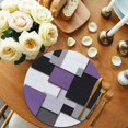 thumbnail image 2 of Round Placemats Abstract Art 15 inch Set of 6 Table Mats for Dining Table Purple Black Patchwork Heat Resistant Non-Slip Kitchen & Home Decorative Place Mat Set, 2 of 8
