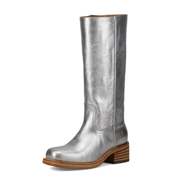 Botas Frye Campus Iconic Tall de 14 L para mujer, color plateado, 7,5 m