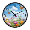thumbnail image 2 of Voice Activated Clock with Glow Light 12 Inch Large Silent Wall Clock Battery Operated for Home Decor Colorful Wildflowers Butterflies, 2 of 8