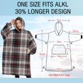 thumbnail image 4 of Oversized Wearable Blanket Hoodie,Gray Red Plaid Checkered Pattern Sherpa Blanket Hoodie with Super Pockets,Super Warm Fuzzy Pullover for Women & Men, 4 of 6