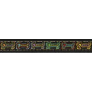 - Country Brook Design® 1 Inch Stitched Bones Ribbon on Black Dog Leash Limited Edition - 6 Foot
