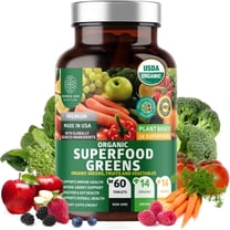 Organic Superfood Greens, 28 Greens, Fruits and Vegetable Supplement for Energy, Immunity and Gut Health, 60 Ct