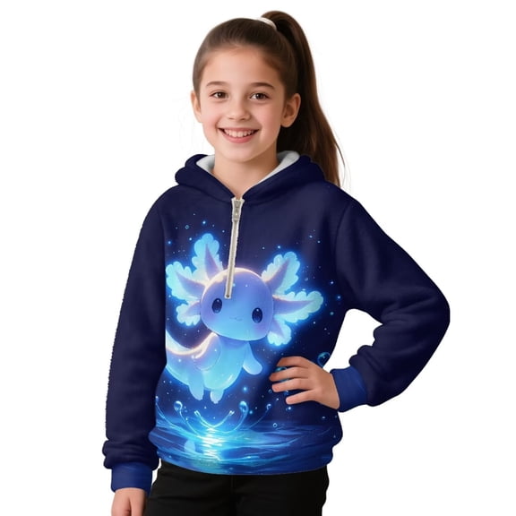 Pzuqiu Axolotl Boys Hoodies Sweatshirts Size 4-5 Personalized Boys' Fashion Hoodies & Sweatshirts Lightness Soft Fall Outerwear Versatile for Outdoor Activities