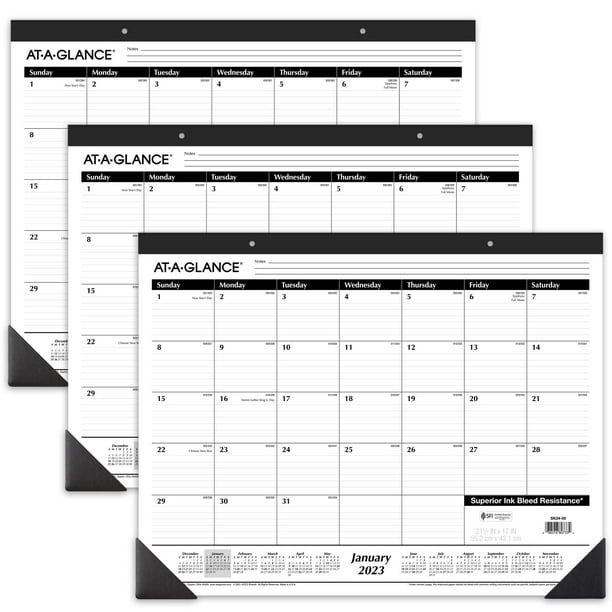 ATAGLANCE 2024 Monthly Desk Pad Calendar Large 21 34 x 17 3 Pack