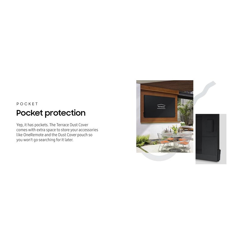 Samsung QN65LST7DAFXZA 65 Inch The Terrace Neo QLED Partial Sun TV with a VG-SDCC65G 65" Dark Gray Dust Cover (2024) gallery view